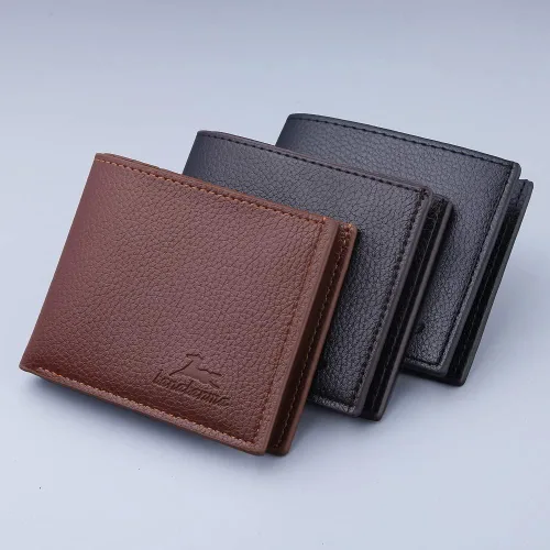 Vista 6 de Cartera delgada para hombre con monedero, cartera minimalista con cremallera, carteras plegables para hombre con tarjetero de crédito, cartera