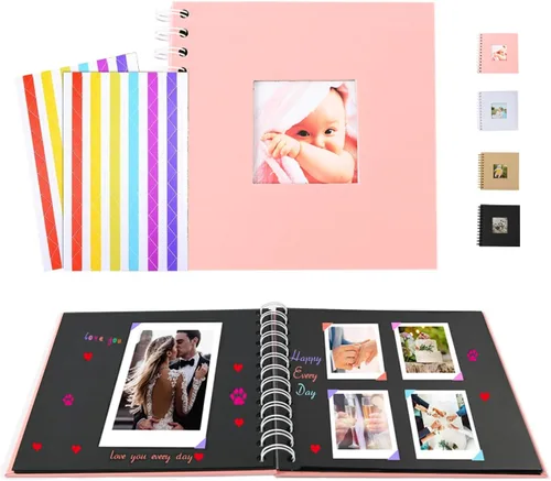 Vista 7 de Álbum de fotos de álbum de recortes, páginas de papel blanco, álbum de recortes, páginas de hojas, aniversario de boda, regalo de memoria familiar