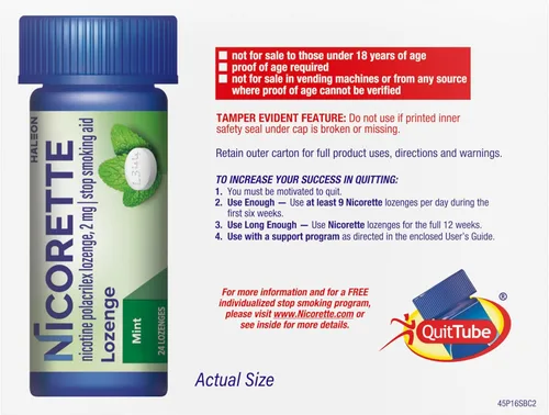 Vista 12 de Nicorette Pastillas de menta de nicotina para dejar de fumar, 2 mg, sabor a menta - 144 unidades - 2 mg de recuento