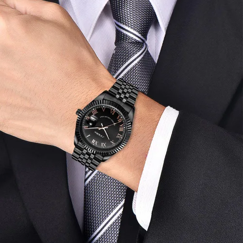 Vista 2 de SINOBI Men's Luminous Hand Calendar Date Quartz Watch Classic Stainless Steel Watches for Men