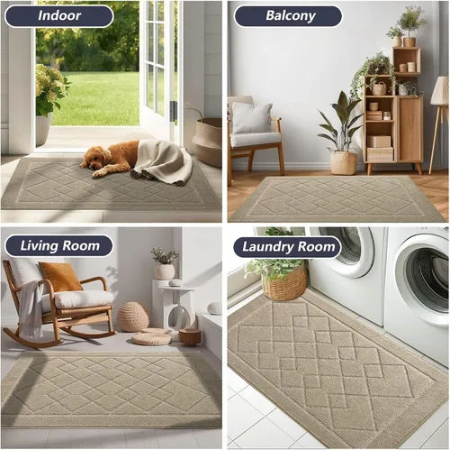 Vista 7 de REFETONE Dirt Trapper Tapete para Puerta de 20" x 32", Tapete Lavable para Interiores con Respaldo de Goma Antideslizante, Resistente a la Suciedad