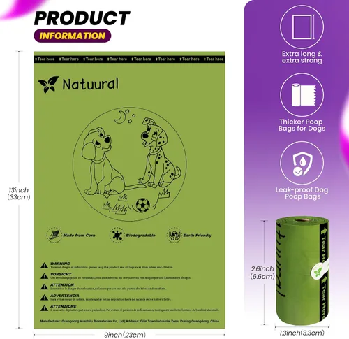 Vista 2 de Bolsas para excrementos de perro, 150 unidades con soporte (10 rollos), bolsas biodegradables, ecológicas y fáciles de abrir, bolsas gruesas