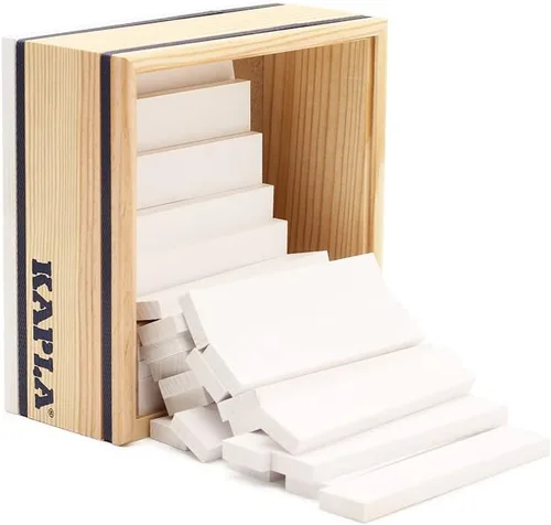 Vista 2 de KAPLA 40 cuadrados blancos - Juego de construcción de madera 40 tablones de construcción de color blanco