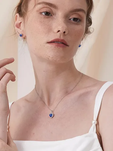 Vista 2 de ChicSilver Collar de plata de ley 925 con forma de corazón, redondo, pera, esmeralda y piedra natal simulada, regalo de cumpleaños para mujer
