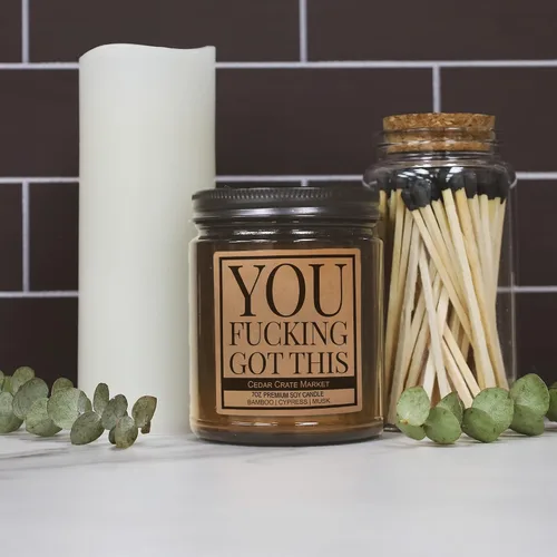 Vista 2 de You Got This Candle Gifts for Women Men You Fucking Got This Candle Regalos inspiradores y de aliento Regalos motivacionales de promoción