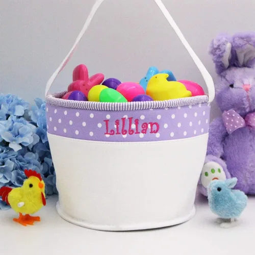 Vista 9 de Cesta de Pascua personalizada suave y ligera (rosa bebé)