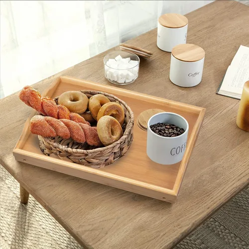 Vista 6 de Artmeer Mesa Bandeja de Cama con Patas Plegables, Bandeja de Desayuno de Bambú con Asas Ideal para Sofá, Cama, Comer, Trabajar, Usada Como