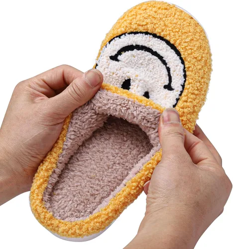 Vista 6 de GULAKY Smiley Face Slippers for Women and Men House Shoes Fuzzy Non-slip Cozy Lightweight Slip-on Indoor Slippers