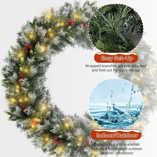 Vista 3 de Guirnalda de Navidad FGHB, Guirnaldas de Navidad con Luces, Guirnalda de Navidad de 2,7M/ 9FT, Decoraciones de Navidad Iluminadas con Luces LED