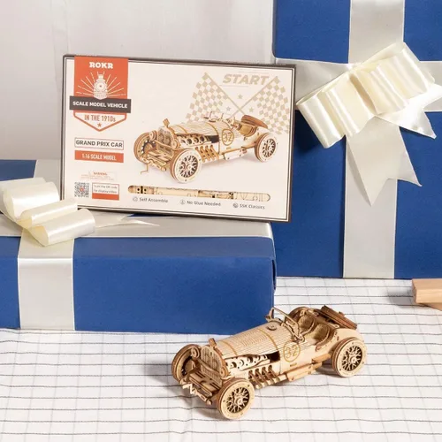 Vista 6 de ROKR Rompecabezas de madera 3D para adultos, modelo de coche mecánico, kit de vehículos de construcción de bricolaje, juguetes para rompecabezas