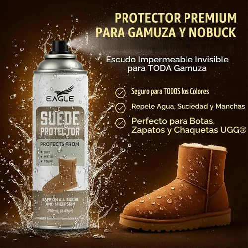 Vista 7 de Eagle Spray protector de gamuza y nobuck de 8.5 fl oz – Spray impermeable compatible con botas y chaquetas UGG Protege del agua, manchas, suciedad