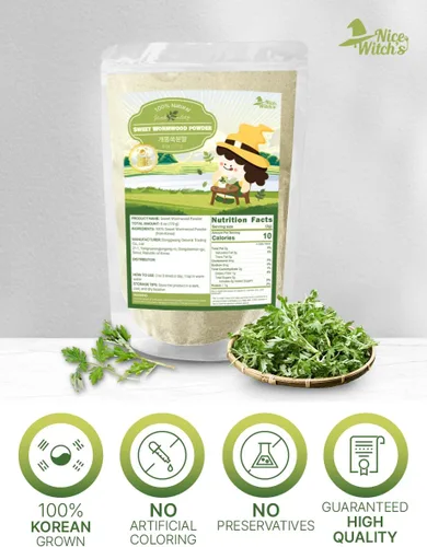 Vista 2 de NICE WITCH'S Polvo de ajenjo dulce coreano 100% puro, 6.00 oz / 6 onzas, Artemisia Annua, natural