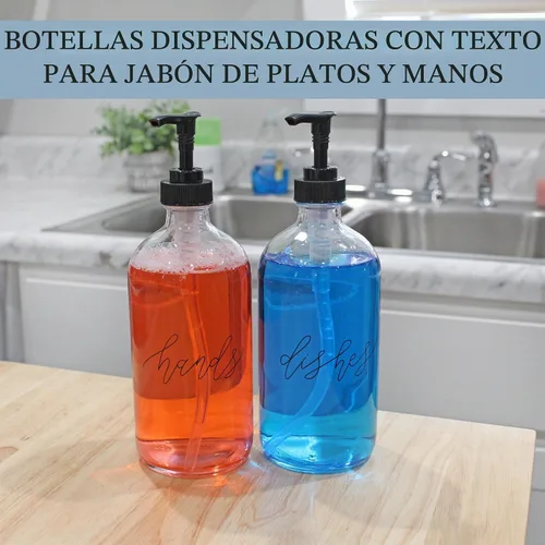 Vista 3 de Cornucopia Brands Botellas de bomba para platos de manos de 16 onzas (transparentes, juego de 2); dispensadores de bomba para cocina y hogar