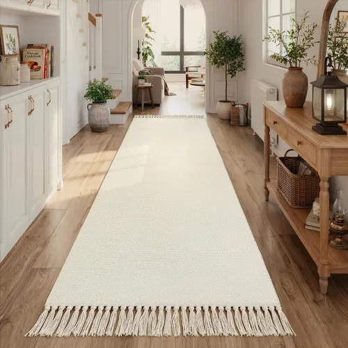 Vista 20 de Collive Alfombra de Baño Negra, 2' x 3' Tejida a Mano Lavable Alfombras Pequeñas de Cocina, Alfombra de Entrada Reversible de Algodón Alfombra