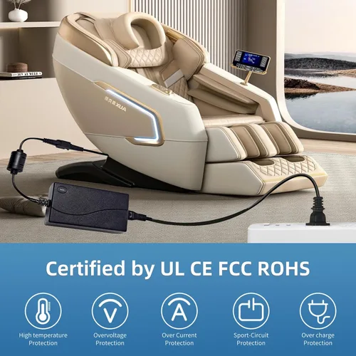 Vista 3 de Cable de alimentación universal para silla reclinable, adaptador de corriente de 2 pines con cable de extensión para silla elevadora, sofá