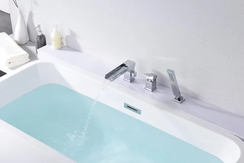 Vista 4 de SUMERAIN Grifo de bañera romana en cascada con ducha de mano, cromado