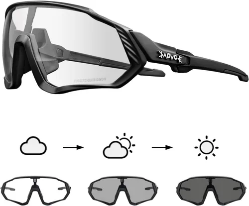 Vista 13 de KAPVOE Gafas de ciclismo fotocromáticas para hombres y mujeres, gafas de sol para bicicleta de montaña MTB, para bicicleta de montaña Clear - K9408