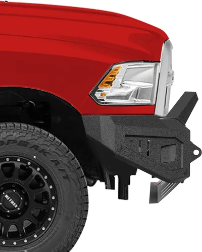 Vista 5 de u-Box Parachoques delantero para Dodge Ram 2500 3500 2010-2018, parachoques todoterreno resistente con placa de cabrestante, placa deslizante