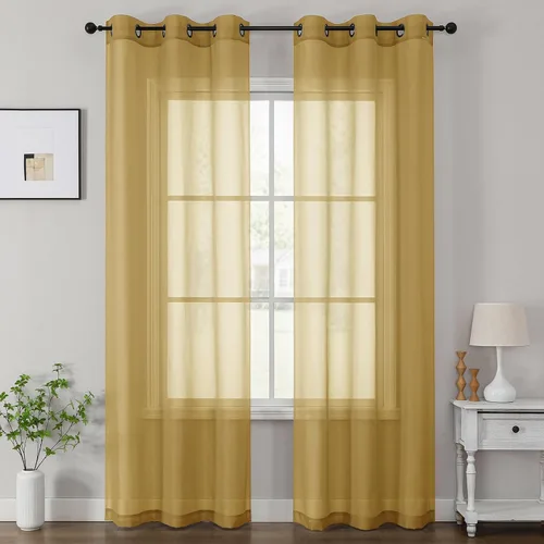 Vista 32 de OWENIE Cenefa transparente con ojales negros para ventanas, 2 paneles de 52