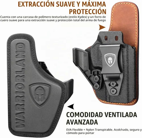 Vista 2 de Funda IWB híbrida WARRIORLAND, se ajusta a Taurus G2C / G3C / G3 / G2s / G3X & XL / PT111 G2 / PT140 G2 - Preparada para ópticos, funda