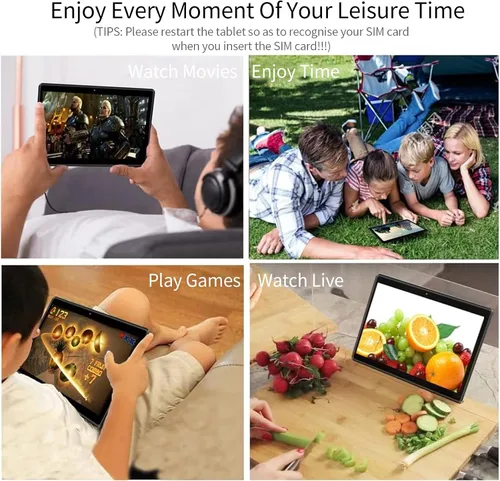 Vista 6 de PRITOM Tableta de teléfono Android 13 de 10 pulgadas con ranura SIM, 64 GB Quad Core, pantalla táctil IPS, cámara trasera de 8 MP WiFi GPS Bluetooth