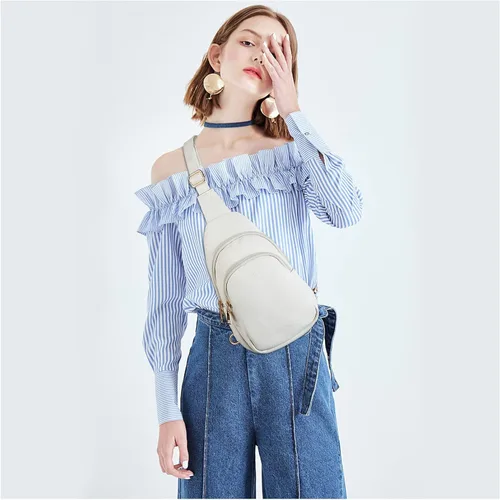 Vista 6 de Telena Riñonera pequeña para mujer, de cuero, cangureras, bolsa de pecho para mujer
