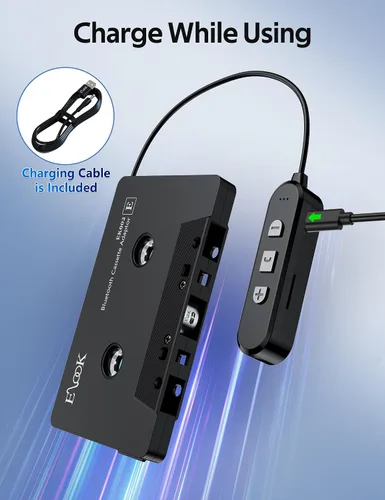 Vista 7 de Elook Adaptador de casete a Bluetooth para coche con soporte de tarjeta micro SD/llamada manos libres, receptor de casete Bluetooth 5.1, negro