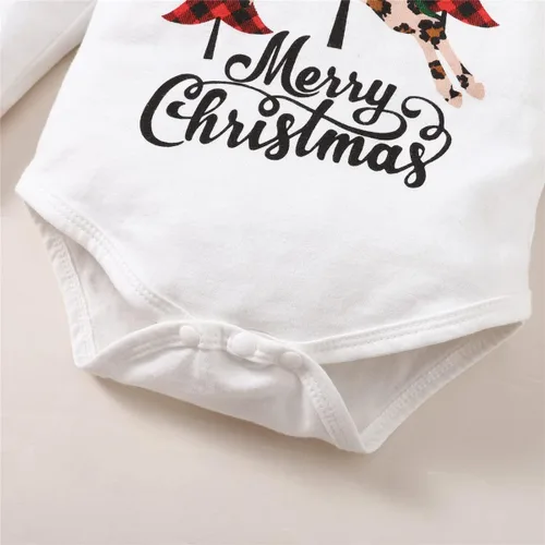 Vista 5 de Vedext Conjunto de ropa de Navidad para recién nacido mameluco de Navidad falda a cuadros con tirantes diadema