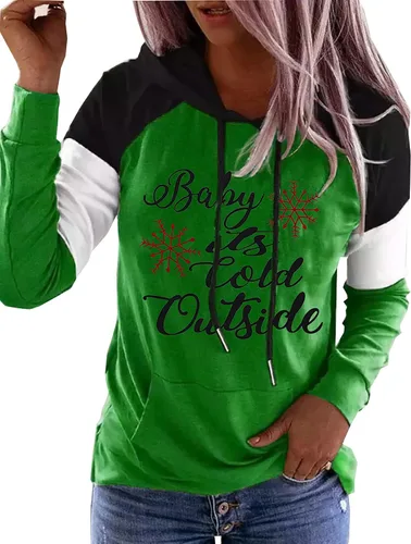 Vista 17 de LLHXRUI Sudadera de Navidad con diseño de árbol a cuadros y rayas para mujer, camiseta con bolsillo con capucha, manga larga, bloque de color Como