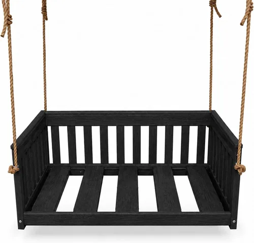 Vista 16 de Amish Made Antique Mahogany Mission Swing, Made in USA Deep Seating Mission Collection HDPE Poly Lumber Porch Swing with Rope, All-Weather Outdoor
