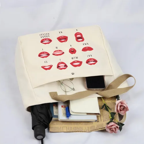 Vista 6 de BLUPARK Bolsa de mano para patólogos del habla y lenguaje, regalo SLP para mujer, bolsa de terapia del habla con diseño de labios rojos