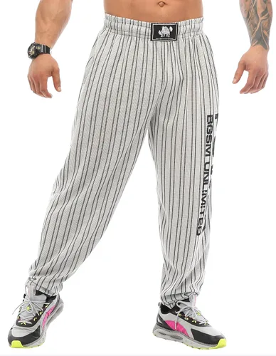 Vista 2 de BIG SAM SPORTSWEAR COMPANY Pantalones deportivos holgados con bolsillos para hombre, pantalones de gimnasio Oldschool