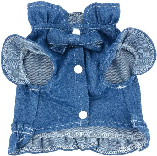 Vista 4 de Zunea Vestidos de arnés de mezclilla para perros pequeños y niñas, chaleco para perro, arnés de princesa con falda con anillo en D, ropa de verano