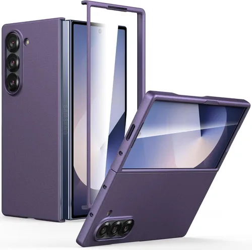 Vista 27 de Funda delgada para Galaxy Z Fold 5, [película de pantalla frontal dura transparente incorporada + parte trasera de policarbonato duro]