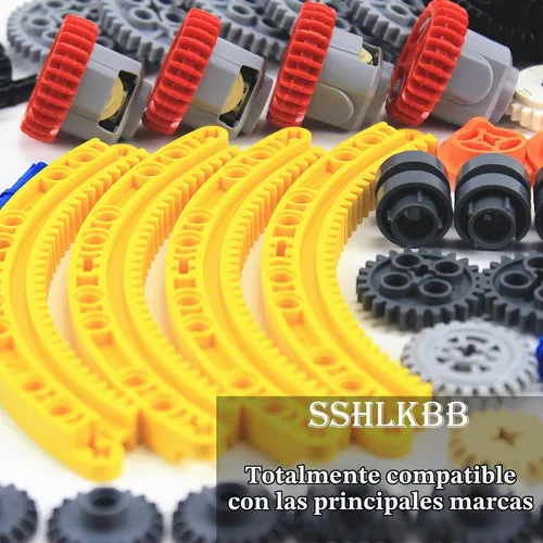 Vista 5 de 496 piezas técnicas piezas de bloques de construcción engranajes eje pin conector compatible con la marca principal juguete técnica leva engranajes