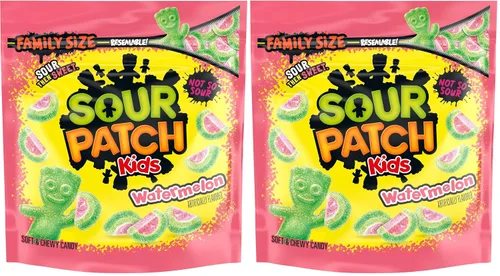 Vista 18 de SOUR PATCH KIDS Caramelo suave y masticable de sandía, tamaño familiar, caramelo a granel, 1.8 libras