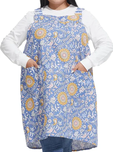 Vista 20 de Delantales sin lazos para mujer, talla grande, con bolsillos, de algodón, lino, para hornear, cocina, cocina