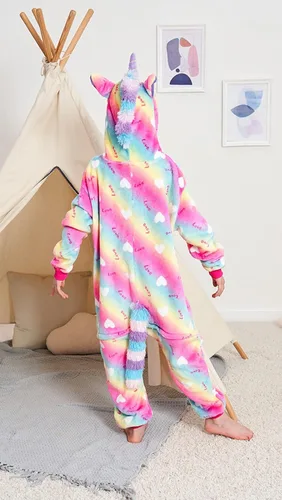 Vista 18 de Pijama de unicornio unisex para niños, enteritos para disfraz, Halloween