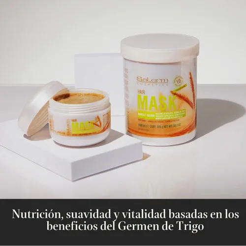 Vista 6 de Salerm - Máscara Capilar Nutritiva - 1000 ml - con Germen de Trigo - para Cabello Seco y Dañado - Hidratación Profunda del Cabello - Brillo