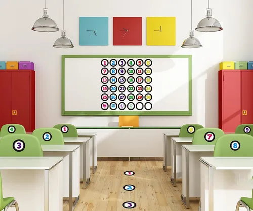 Vista 2 de FaCraft Puntos de alineación para el aula, 36 piezas de puntos de línea para el aula, calcomanías de alineación para profesores, jardín de infantes