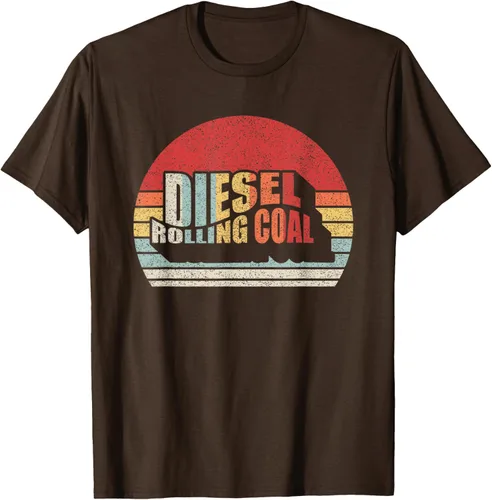 Vista 6 de Camiseta de camión diésel con motor diésel retro y divertido de carbón, Negro