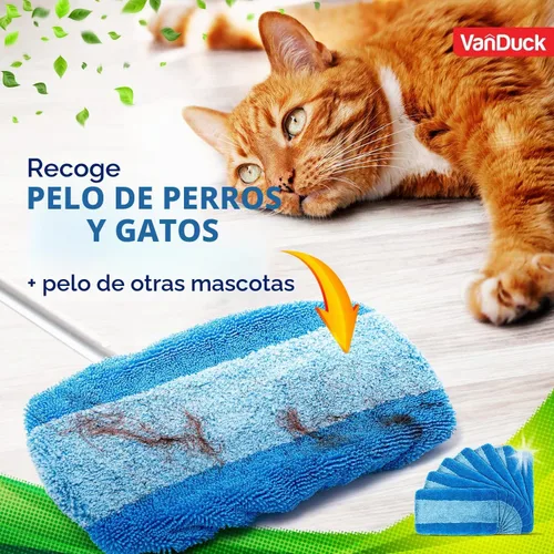 Vista 4 de VanDuck Almohadillas reutilizables para fregona resistentes para mascotas compatibles con Swiffer Sweeper (paquete de 2) – Almohadillas de Azul