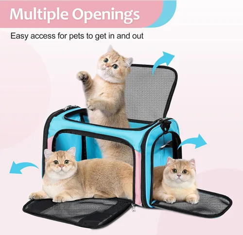 Vista 4 de Discala Transportador para perros y gatos de hasta 15 libras, aprobado por la aerolínea TSA, para gatos pequeños y medianos, cachorros
