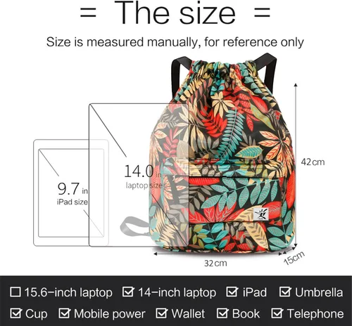 Vista 7 de Bolsa impermeable con cordón para ir al gimnasio o la playa, o practicar deportes, unisex