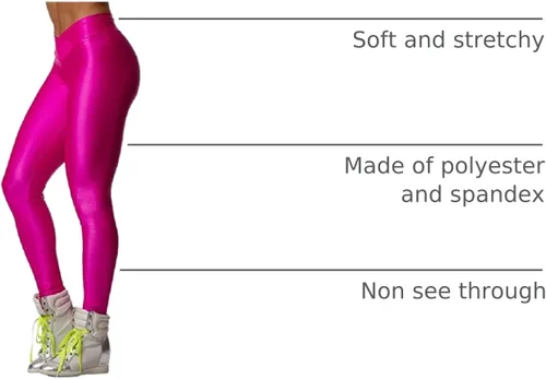 Vista 3 de Hupplle Moda neón elástico flaco brillante Spandex Leggings Pantalones
