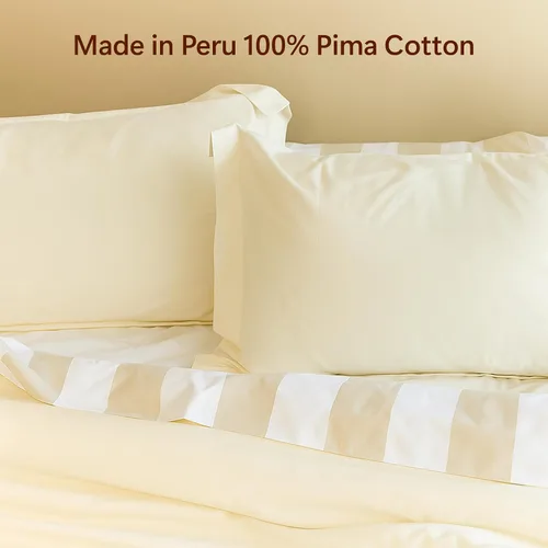 Vista 5 de Peru Pima Juego de funda de edredón Percal de 415 hilos, 100% algodón peruano Pima, 2 piezas (1 funda y 1 funda de almohada), ropa de cama fresca