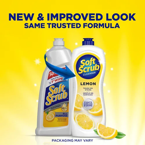 Vista 2 de Soft Scrub Limpiador de superficies multiusos, limón, 36 onzas líquidas Removes tough grime and stains, safe for use on sinks and counters