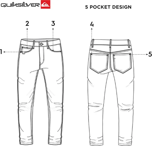 Vista 6 de Quiksilver - Jeans de mezclilla elásticos para hombre con 5 bolsillos y ajuste recto Negro azabache