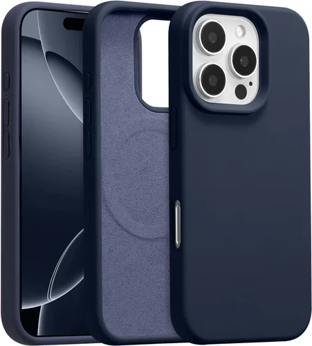 Vista 339 de Funda magnética de silicona para iPhone 13 Pro, color blanco antiguo [Compatible con Magsafe] [Forro de microfibra suave antiarañazos], funda