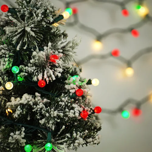 Vista 8 de BOHON - Luces de Navidad rojas, blancas y verdes, facetadas, G15, 50 LED, enchufe de 17 pies